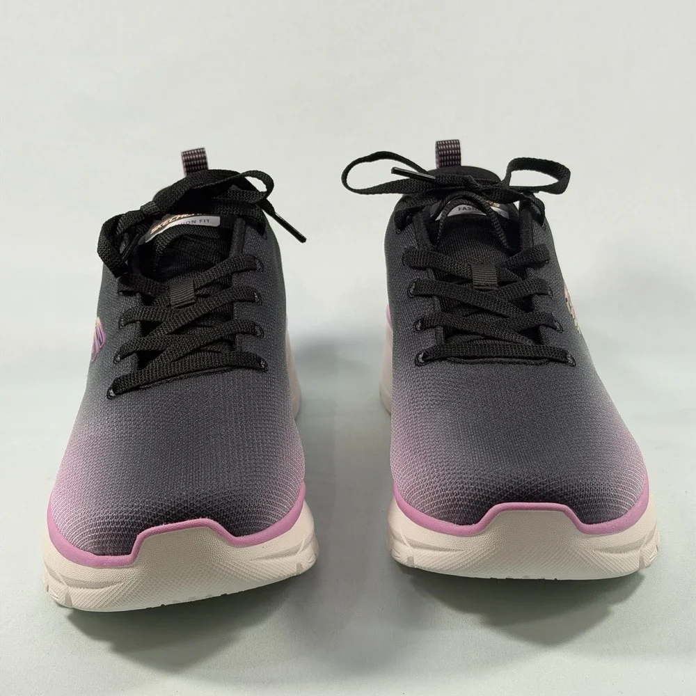 Skechers Womens Size-11 Fashion Fit Build Up Black Pink Lite Weight Sneakers New